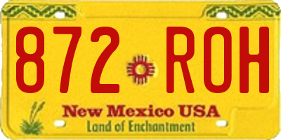 NM license plate 872ROH