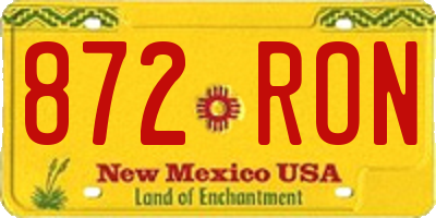 NM license plate 872RON