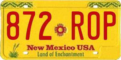 NM license plate 872ROP
