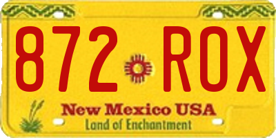 NM license plate 872ROX