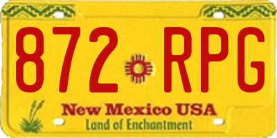 NM license plate 872RPG