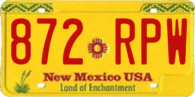 NM license plate 872RPW