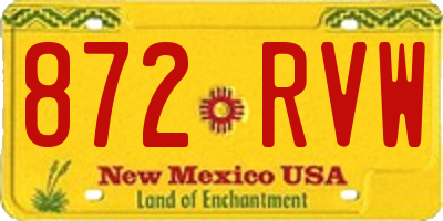 NM license plate 872RVW