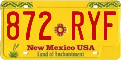 NM license plate 872RYF