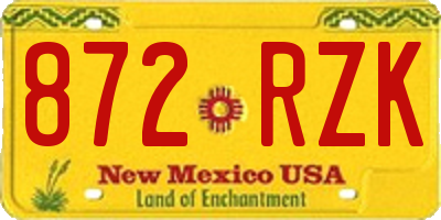 NM license plate 872RZK