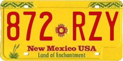 NM license plate 872RZY