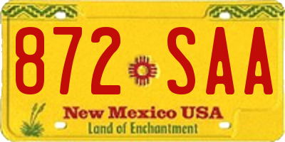NM license plate 872SAA