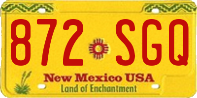 NM license plate 872SGQ