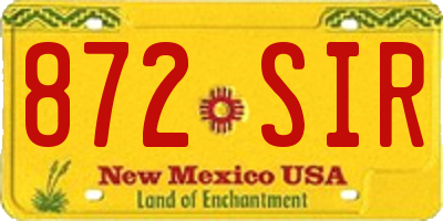 NM license plate 872SIR