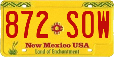 NM license plate 872SOW