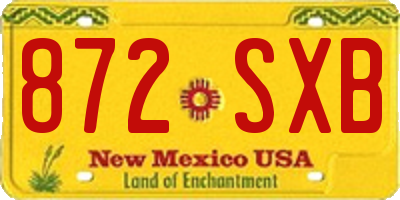 NM license plate 872SXB