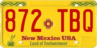 NM license plate 872TBQ