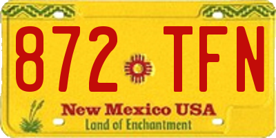 NM license plate 872TFN
