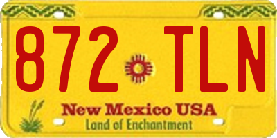 NM license plate 872TLN