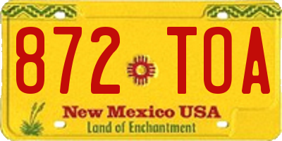 NM license plate 872TOA