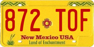 NM license plate 872TOF