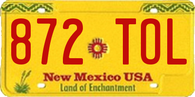 NM license plate 872TOL