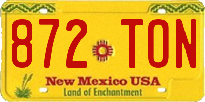 NM license plate 872TON