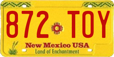 NM license plate 872TOY
