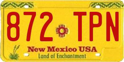 NM license plate 872TPN