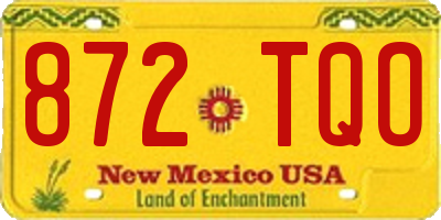 NM license plate 872TQO