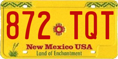 NM license plate 872TQT