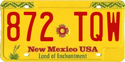 NM license plate 872TQW