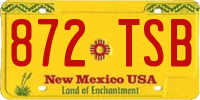 NM license plate 872TSB