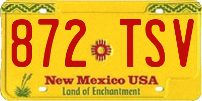 NM license plate 872TSV
