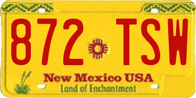 NM license plate 872TSW