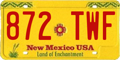 NM license plate 872TWF