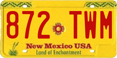 NM license plate 872TWM