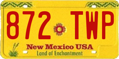 NM license plate 872TWP