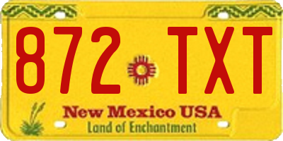 NM license plate 872TXT