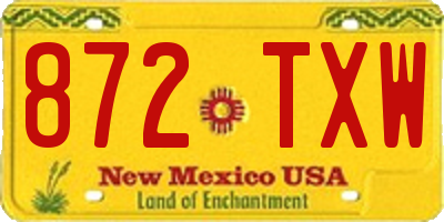 NM license plate 872TXW