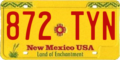 NM license plate 872TYN