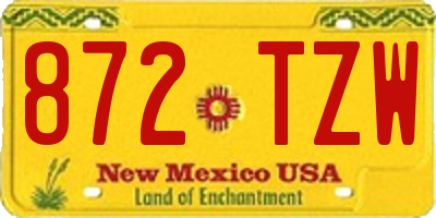 NM license plate 872TZW