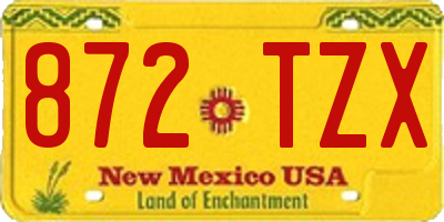 NM license plate 872TZX