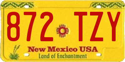 NM license plate 872TZY