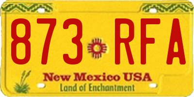 NM license plate 873RFA