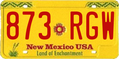 NM license plate 873RGW