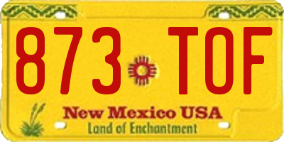 NM license plate 873TOF