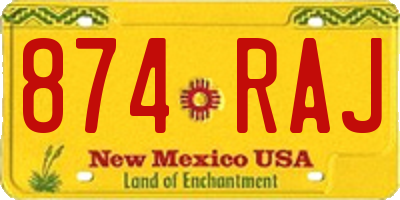 NM license plate 874RAJ