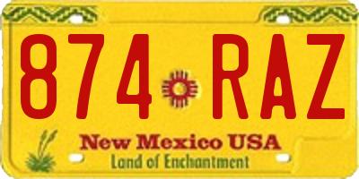 NM license plate 874RAZ