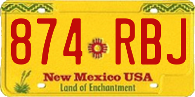 NM license plate 874RBJ
