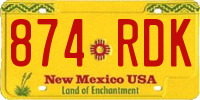 NM license plate 874RDK