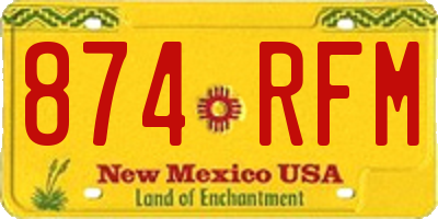 NM license plate 874RFM