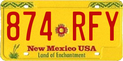 NM license plate 874RFY