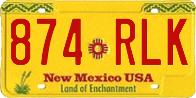 NM license plate 874RLK