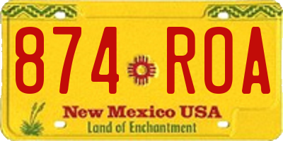 NM license plate 874ROA